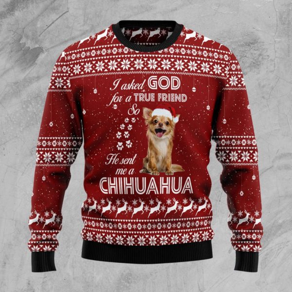 Chihuahua True Friend Ugly Christmas Sweater, Christmas Gift For Men And Women