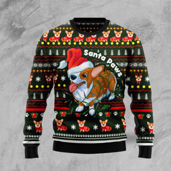 Pembroke Welsh Corgi Paws Ugly Christmas Sweater, Gift For Christmas