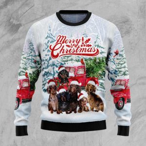 Dachshund Merry Christmas Ugly Christmas Sweater,…