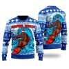 Bigfoot Surfing Swells Ugly Christmas Sweater, Crewneck Sweater For Men & Women