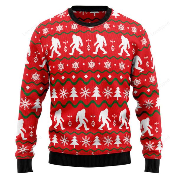 Bigfoot red Ugly Christmas Sweater, Christmas Gift For Men & Women