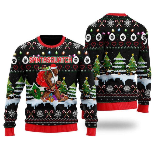 Bigfoot Christmas Santasquatch Ugly Christmas Sweater, Bigfoot Sweater For Family
