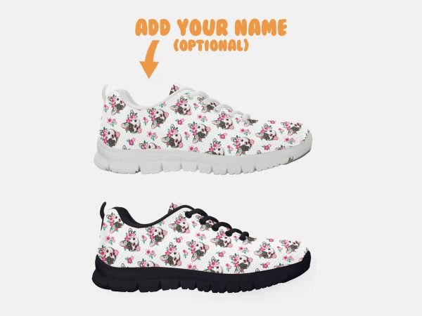 Dog Girls Shoes Custom Name Shoes Dog Pattern Running Sneakers For Pet Lover