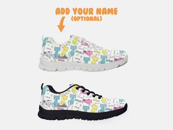 Best Cat Shoes Custom Name Shoes Cat Pattern Running Sneakers For Pet Lover