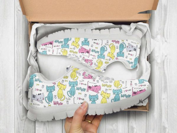 Best Cat Shoes Custom Name Shoes Cat Pattern Running Sneakers For Pet Lover