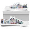 Whippet Print Low Top Canvas Shoes For Women, Custom Athketic Tie Sneakers