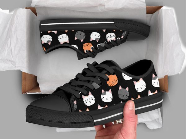Cute Kitten Shoes, Cat Sneakers, Low Top Shoes For Cat Owner Gifts