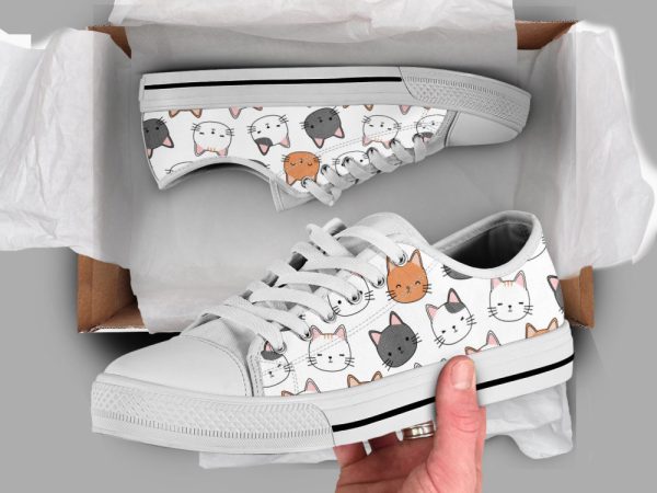 Cute Kitten Shoes, Cat Sneakers, Low Top Shoes For Cat Owner Gifts