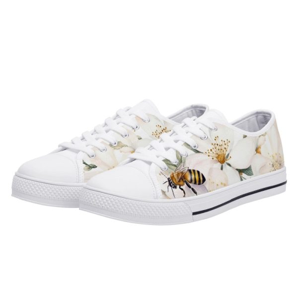 Floral Bee Sneakers, Converse Style, Vans Style Sneakers, Womens Shoes, Bee Gifts For Her