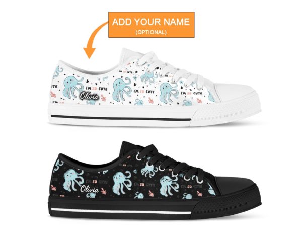 Custom Low Top Converse Style Sneakers, Octopus  Sneakers For Octopus Lover