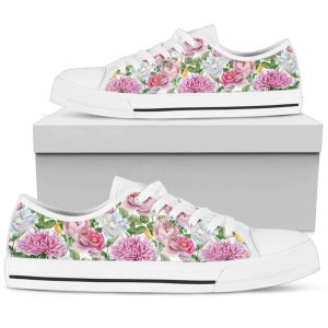 Watercolor Floral Women’s Low Top Shoes,…