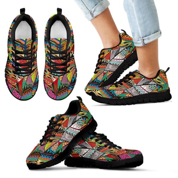 Colorful Feathers Running Shoes, Canvas Sneakers For Mens And Women