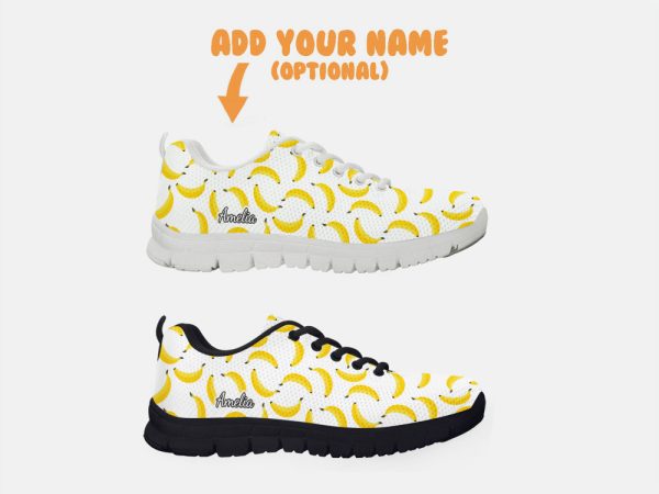 Banana Lover Shoes Custom Name Shoes Banana Print Running Sneakers For Women