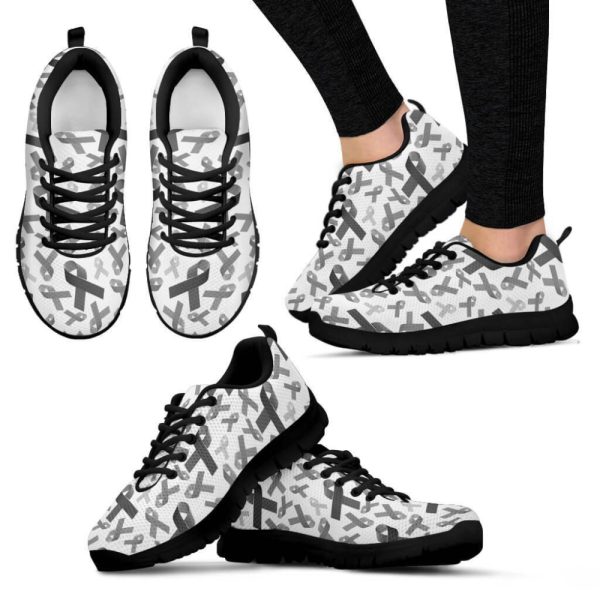 Lung Cancer Awareness Month Sneakers, White Ribbon Design For Lung Cancer Sneakers