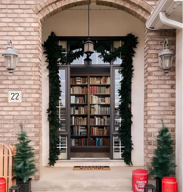 3D Bookcase Door Cover, Bookcase Door Covers, Bookcase Door Decor For Christmas