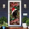 Meowy Christmas Door Cover – Black Cat Door Cover – Christmas Outdoor Decoration