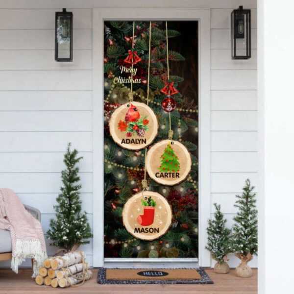 Personalized Family Christmas Tree Door Cover – Xmas Gifts For Pet Lovers