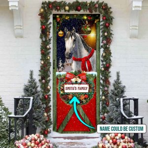 Personalized Christmas Horse Door Cover –…