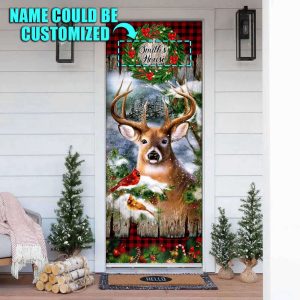 Personalized Deer Christmas Door Cover –…