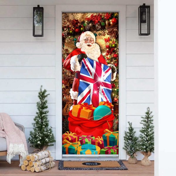 UK Christmas Santa Laughing Door Cover – Christmas Outdoor Decoration