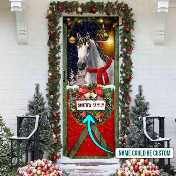Personalized Christmas Horse Door Cover – Christmas Outdoor Decoration – Religious Door Decorations