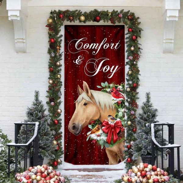Horse Comfort And Joy Christmas Door Cover – Christmas Horse Decor – Christmas Outdoor Decoration