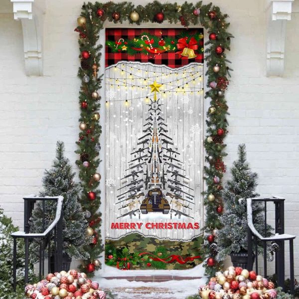 Gun Christmas Tree Door Cover – Christmas Outdoor Decoration