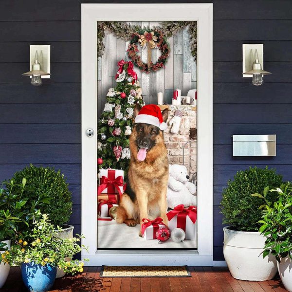 German Shepherd Christmas Door Cover – Christmas Outdoor Decoration
