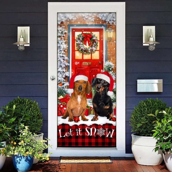 Dachshunds Christmas Door Cover – Dachshund Lover Gifts – Door Christmas Cover