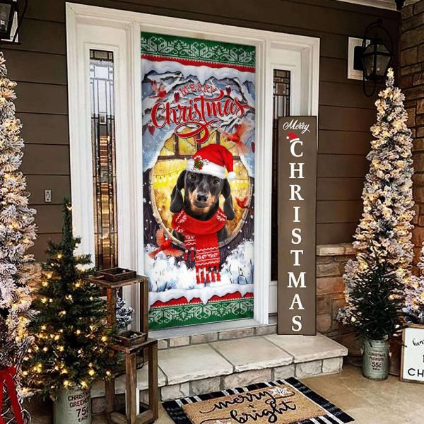 Dachshund Merry Christmas Door Cover – Dachshund Lover Gifts – Door Christmas Cover