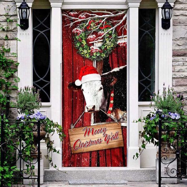 Cow Cattle Mooey Christmas Door Cover – Christmas Door Cover Decorations – Gift For Christmas