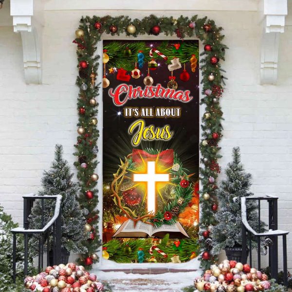 Christmas It’s All About Jesus Door Cover – Jesus Christmas Decor – Gift For Christmas