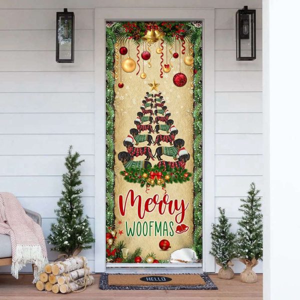 Christmas Dachshunds Tree Door Cover – Door Christmas Cover – Gift For Christmas