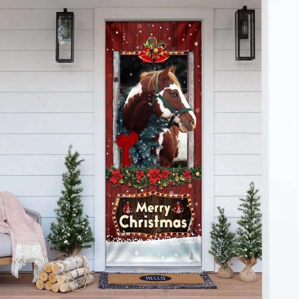 Beautiful Christmas Horse Door Cover – Christmas Horse Decor – Gift For Decor