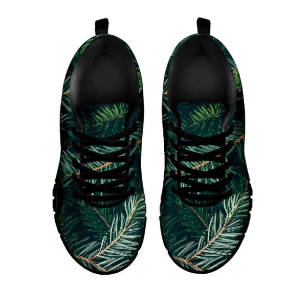 Christmas Tree Print Black Running Shoes, Gift For Men And Women