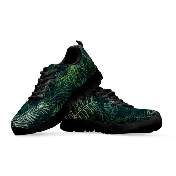 Christmas Tree Print Black Running Shoes, Gift For Men And Women