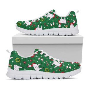 Christmas Llama Pattern Print White Running Shoes, Gift For Men And Women