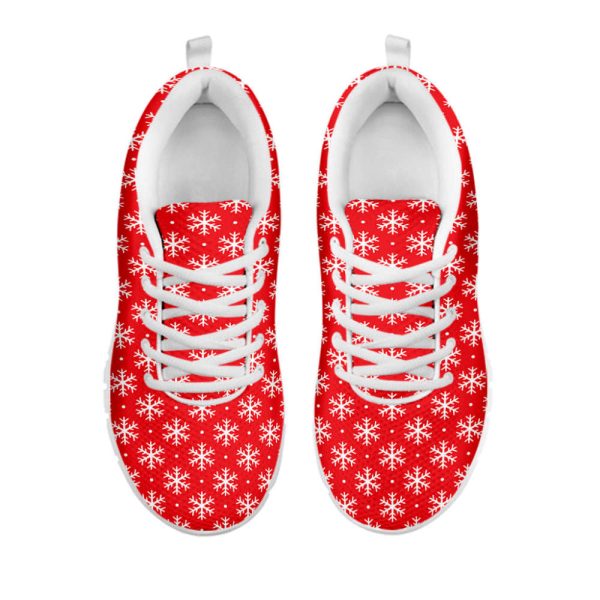 Christmas Snowflake Pattern Print White Running Shoes, Gift For Men And Women