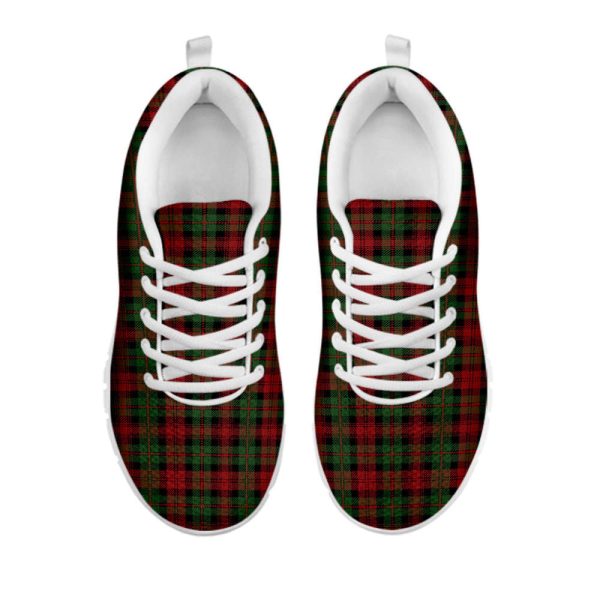 Christmas Tartan Pattern Print White Running Shoes, Gift For Men And Women