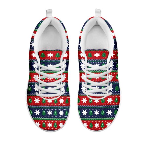 Scandinavian Christmas Pattern Print White Running Shoes, Gift For Men And Women