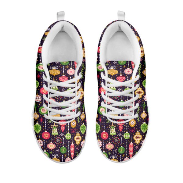 Christmas Baubles Pattern Print White Running Shoes, Gift For Men And Women
