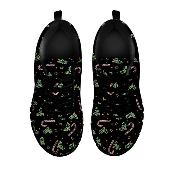 Lights Christmas Pattern Print Black Running Shoes, Gift For Men And Women