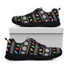 Christmas Tree Lights Print Black Running Shoes, Gift For Men And Women