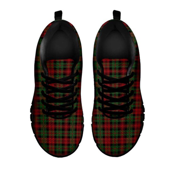 Christmas Tartan Pattern Print Black Running Shoes, Gift For Men And Women