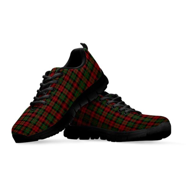 Christmas Tartan Pattern Print Black Running Shoes, Gift For Men And Women