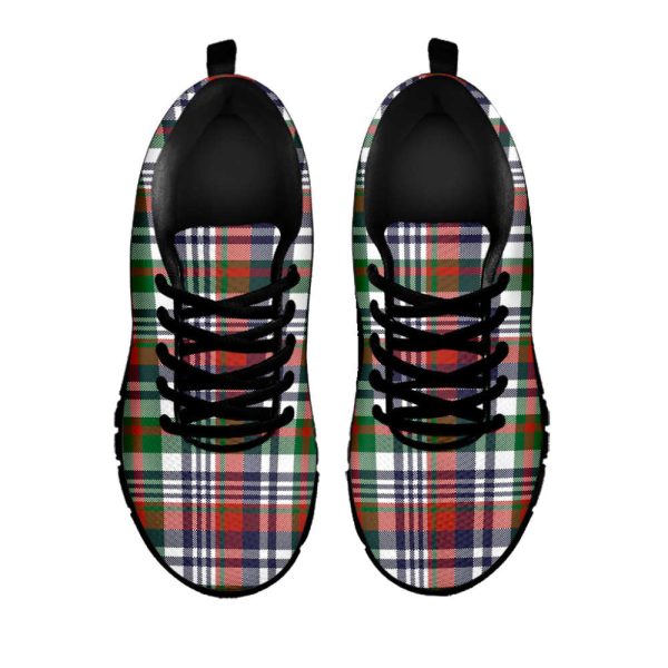 Christmas Madras Plaid Print Black Running Shoes, Gift For Men And Women