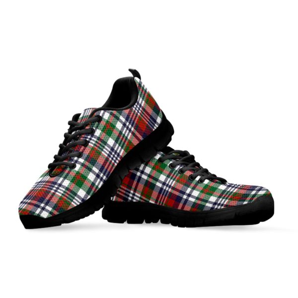 Christmas Madras Plaid Print Black Running Shoes, Gift For Men And Women