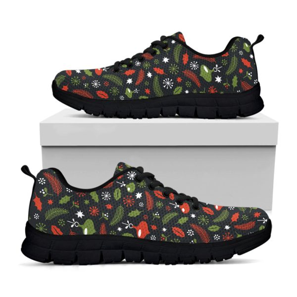 Christmas Decorations Pattern Print Black Running Shoes, Gift For Men And Women