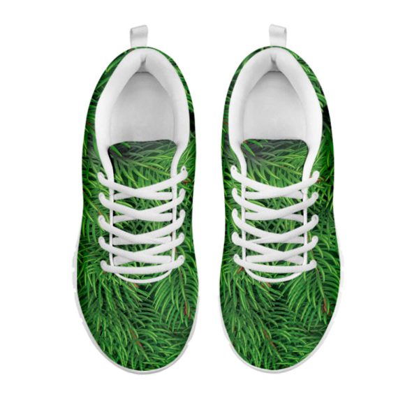 Christmas Tree Branches Print White Running Shoes, Gift For Men And Women