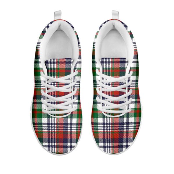 Christmas Madras Plaid Print White Running Shoes, Gift For Men And Women